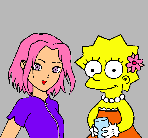 Dibujo Sakura y Lisa pintado por antoneya