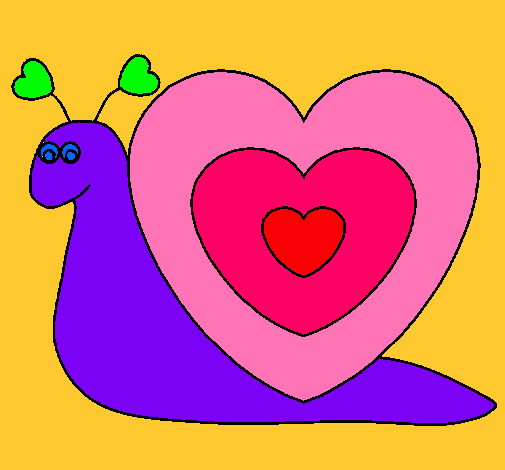 Dibujo Caracol corazón pintado por monsita