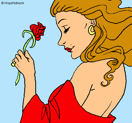 Dibujo Princesa con una rosa pintado por brenda99
