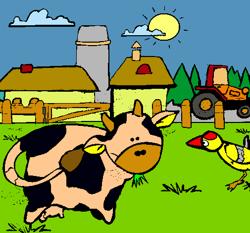 Vaca en la granja