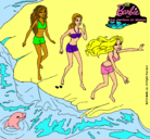 Dibujo Barbie y sus amigas en la playa pintado por wapa-noe