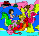 Dibujo Sirenas y caballitos de mar pintado por cyra