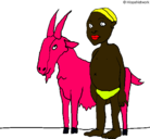 Dibujo Cabra y niño africano pintado por eooo