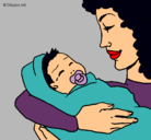 Dibujo Madre con su bebe II pintado por yolenny