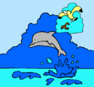 Dibujo Delfín y gaviota pintado por camaliux