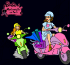 Dibujo Barbie y su amiga en moto pintado por MOTORISTAS