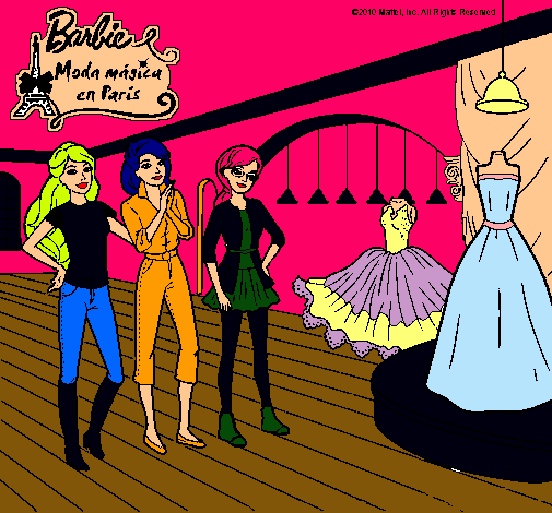 Dibujo Barbie mirando vestidos pintado por pintarart