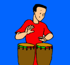 Dibujo Percusionista pintado por bongos