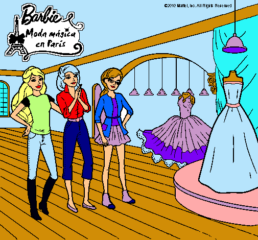 Dibujo Barbie mirando vestidos pintado por maraguera