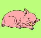 Dibujo Cerdo durmiendo pintado por isla