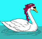 Dibujo Cisne con flores pintado por isla