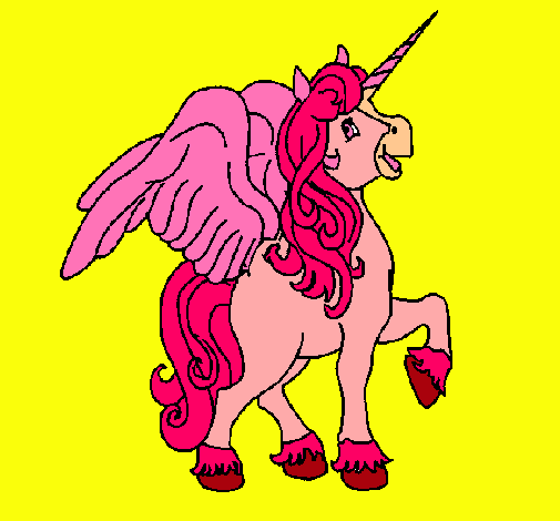 Dibujo Unicornio con alas pintado por vivialinda