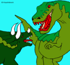 Dibujo Lucha de dinosaurios pintado por Camilita