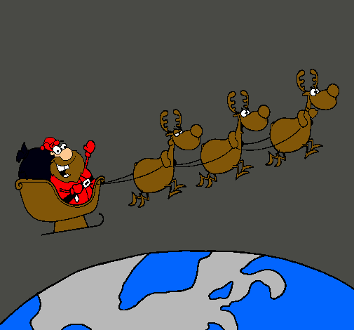 Papa Noel repartiendo regalos 3
