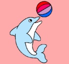 Dibujo Delfín jugando con una pelota pintado por casillas