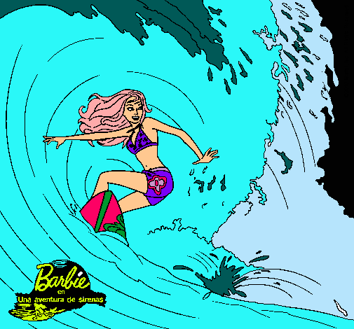 Barbie practicando surf