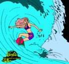 Dibujo Barbie practicando surf pintado por amyg