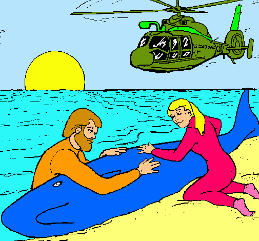 Dibujo Rescate ballena pintado por Camilita