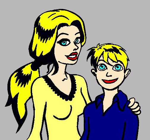 Dibujo Madre e hijo  pintado por lareina132