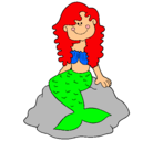 Dibujo Sirena sentada en una roca pintado por abrilelena