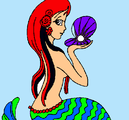 Dibujo Sirena y perla pintado por prinsses