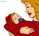 Dibujo Madre con su bebe II pintado por MAMA