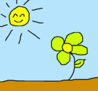 Dibujo Sol y flor 2 pintado por Yedra