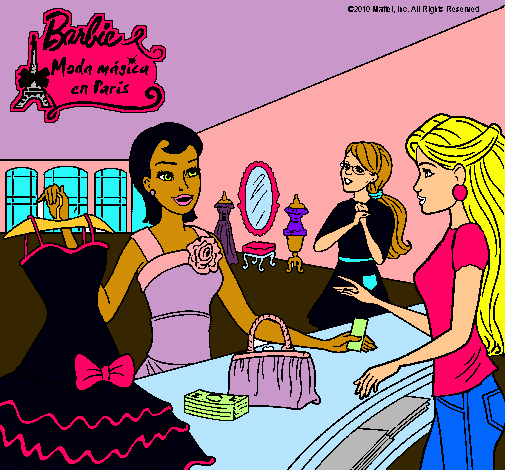 Dibujo Barbie en una tienda de ropa pintado por Stephy
