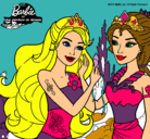 Dibujo Barbie se despiede de la reina sirena pintado por lizeth