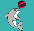 Dibujo Delfín jugando con una pelota pintado por yolenny