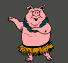 Dibujo Cerdo hawaiano pintado por guicho