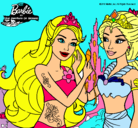 Dibujo Barbie se despiede de la reina sirena pintado por ikerne