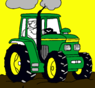 Dibujo Tractor en funcionamiento pintado por nahuel