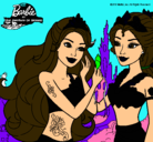 Dibujo Barbie se despiede de la reina sirena pintado por jhfhdfhfhffhhf