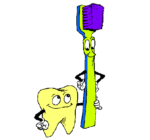 Muela y cepillo de dientes