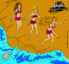 Dibujo Barbie y sus amigas en la playa pintado por berta