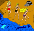 Dibujo Barbie y sus amigas en la playa pintado por azahara