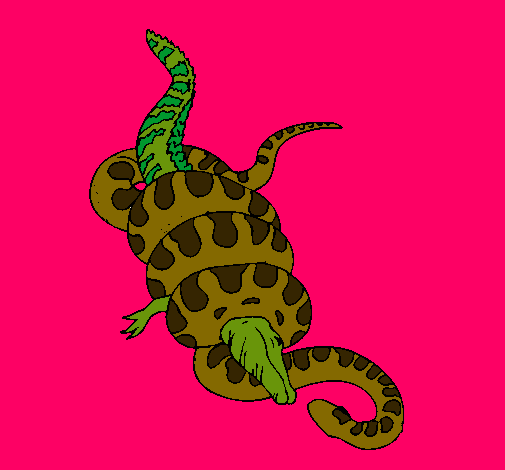 Dibujo Anaconda y caimán pintado por lareina132