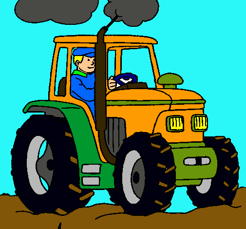 Dibujo Tractor en funcionamiento pintado por ALE2004