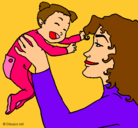 Dibujo Madre con su bebe pintado por mama