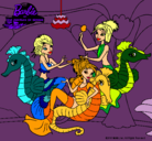Dibujo Sirenas y caballitos de mar pintado por mmoralesserrano
