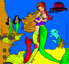Dibujo Barbie sirena y la reina sirena pintado por alay