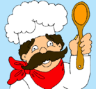 Dibujo Chef con bigote pintado por chef