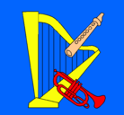 Dibujo Arpa, flauta y trompeta pintado por yerko