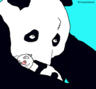 Dibujo Oso panda con su cria pintado por irati