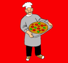 Dibujo Cocinero pintado por pizza