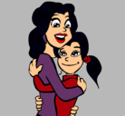 Dibujo Madre e hija abrazadas pintado por yolenny