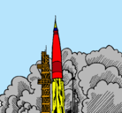 Dibujo Lanzamiento cohete pintado por INAD