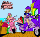 Dibujo Barbie y su amiga en moto pintado por maraguera