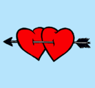 Dibujo Dos corazones con una flecha pintado por  Periitha